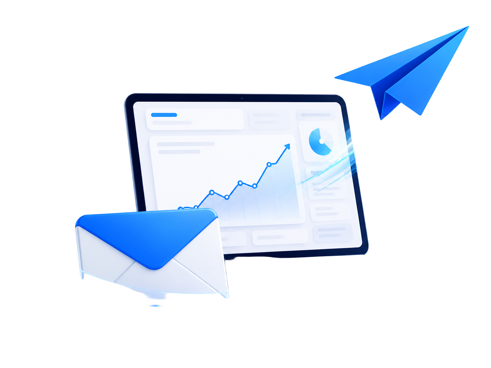 Batsysmail email platform — campaigns, contacts and analytics dashboard with envelope and paper airplane